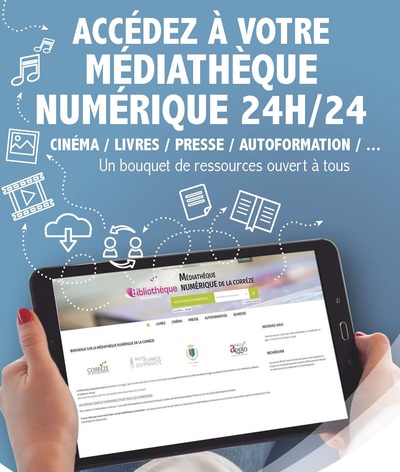 Affiche mediatheque numerique rouge